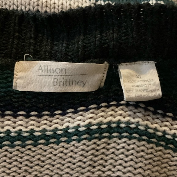 Allison Brittney Women's XL Striped Button Up Cardigan Sweater Multicolor - Picture 5 of 8